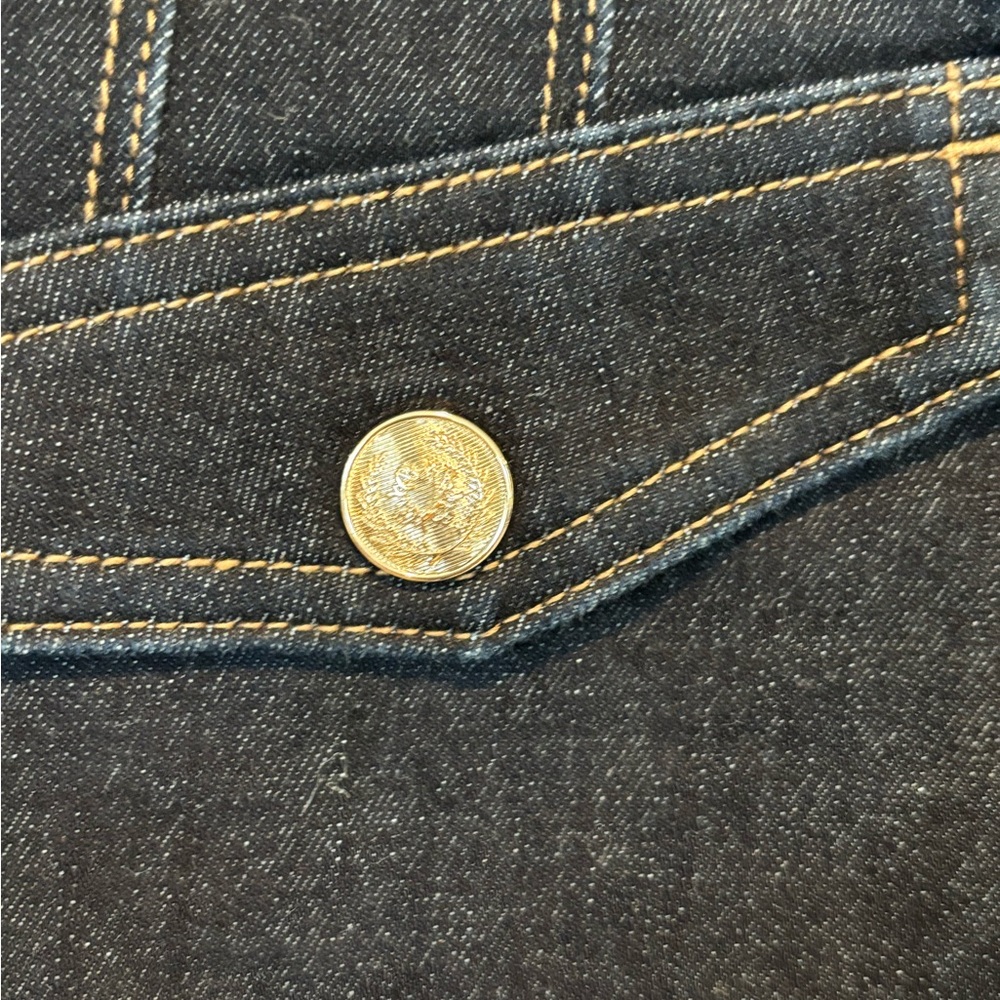 White House Black Market Dark Blue Denim Button-Front Pencil Skirt 015 - Picture 3 of 8